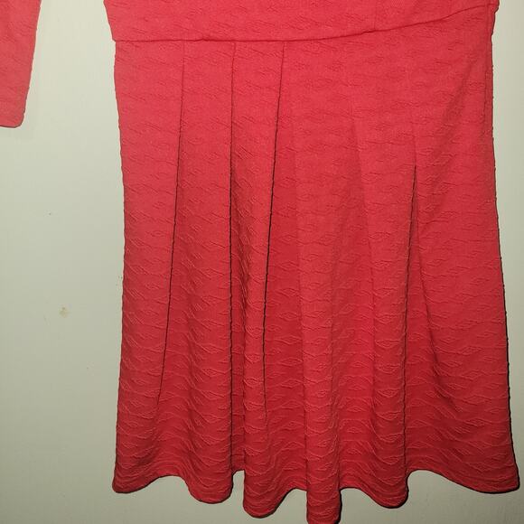 Red Fit & Flare Dress with Beaded Neckline & Bow Detail – Size Small - Picture 6 of 13